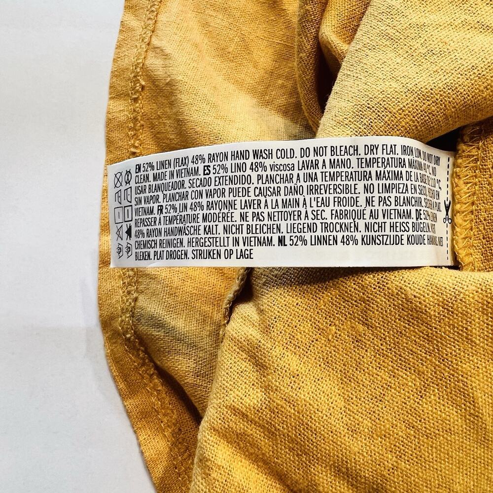 Forever 21 Mustard Yellow Linen Women’s Mini Skirt Button Front Medium (A0126) - Picture 4 of 4